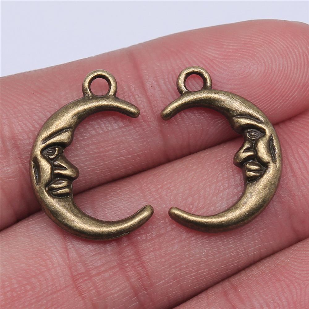 10pcs Moon Charms For Jewelry Making Antique Bronze Silver Color Pendants Making DIY Handmade Tibetan Finding Jewelry