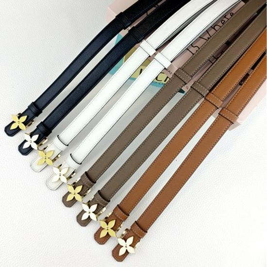 Women's Versatile Genuine Leather Belt with Floral Buckle for Jeans and Dresses