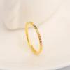 European American Romantic Ins Style Stainless Steel Gold-color Plated Zircon Gemstone Ring for Unisex Anniversary