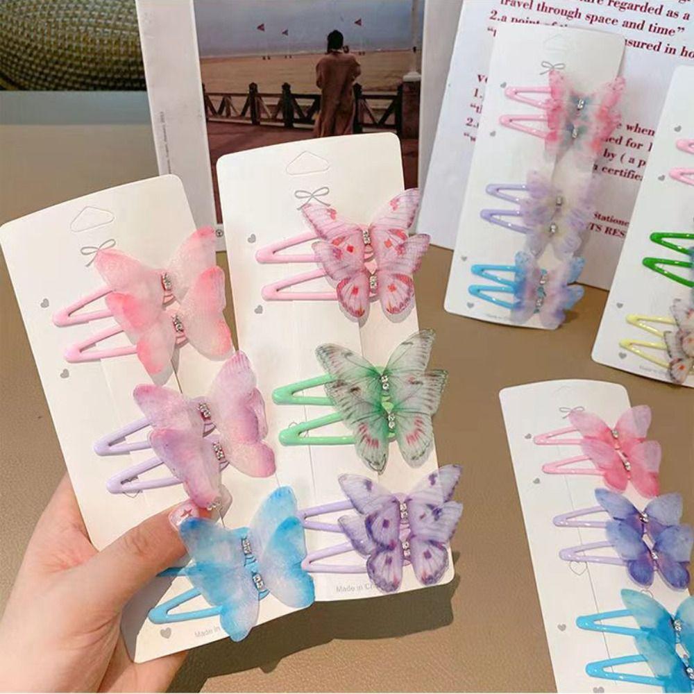 

6Pcs/set Colourful Bangs Hairpin Headdress Girls Barrette New Butterfly Hair Clips