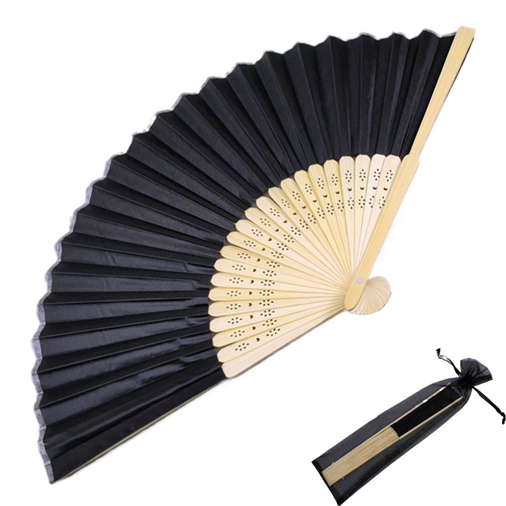 Bamboo Silk Folding Fans, Fabric Handheld Accordion Fans, Vintage Decorative Fans for Dance, Performance, Party, Wedding Decor