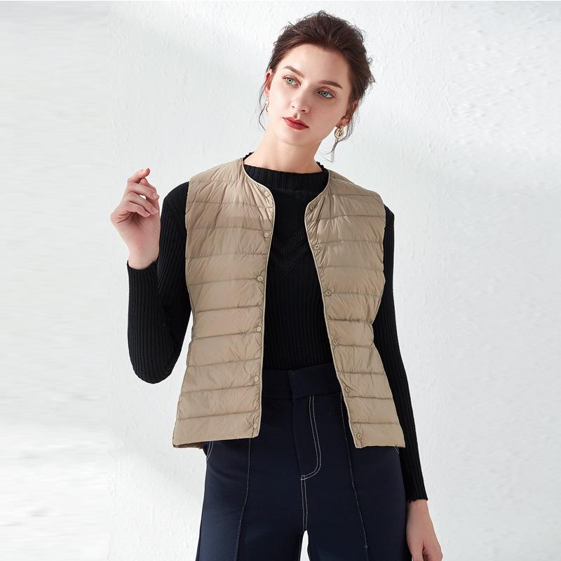 Women's 2025 Lightweight Collarless Down Vest - Short, Versatile, Fashionable Korean Style.