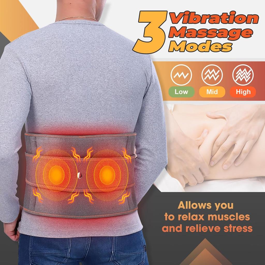 Lower Back Massager with Heat, Heating Pad for Back, Waist Belt Wrap with Heat Vibration 3 Levels Adjustable, Gifts for Dad Mom buy the best products in the Ayzeze online store Lower Back Massager with Heat, Heating Pad for Back, Waist Belt Wrap with Heat Vibration 3 Levels Adjustable, Gifts for Dad Mom buy the best products in the Ayzeze online store