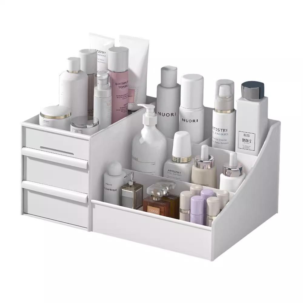 Cosmetic Organizer: Desktop Drawer Storage for Skincare, Makeup, Lipsticks, and Stationery.