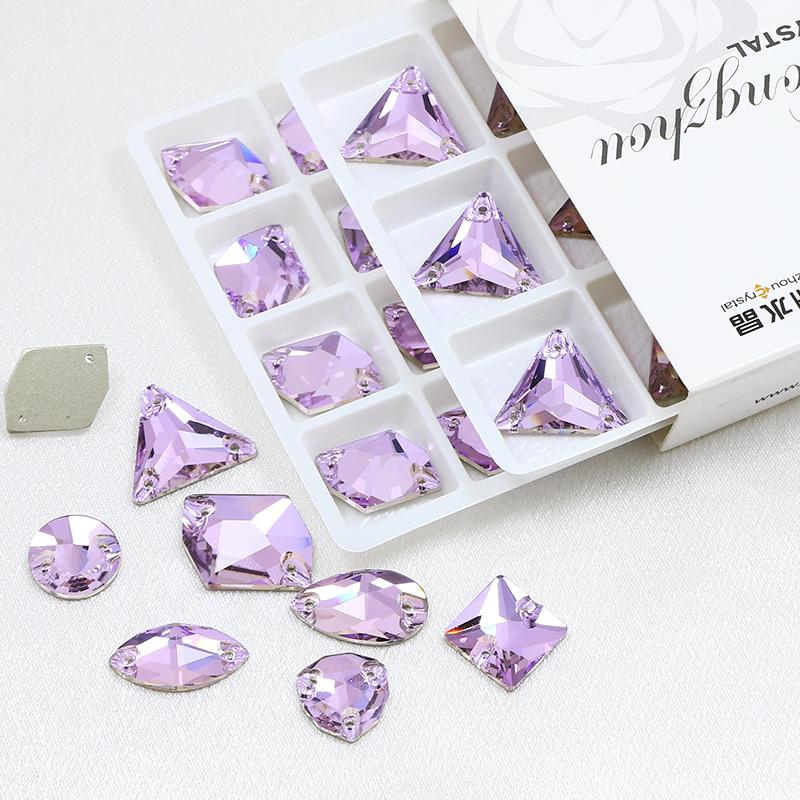 Dongzhou Crystals Luxury Quality Flatback Non-Hotfix Sew On Rhinestones Mix Shaped Violet Color DIY Garment Sewing Accessories