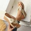 Fashion Summer Hawaiian Floral Rome Scan Wedge Beach Shoes 2025 New Slipers Women Low Rubber Flip Flops Platform Sabot Ladies' Slippers
