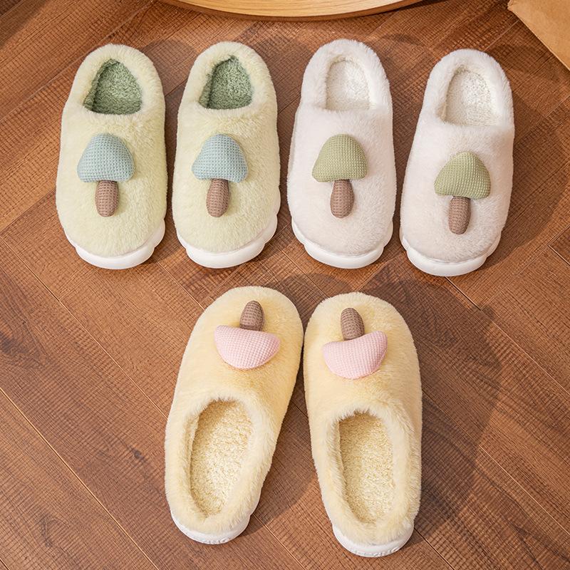 Winter cotton slippers winter couple cute indoor bag head warm home household plush slippers autumn and winter