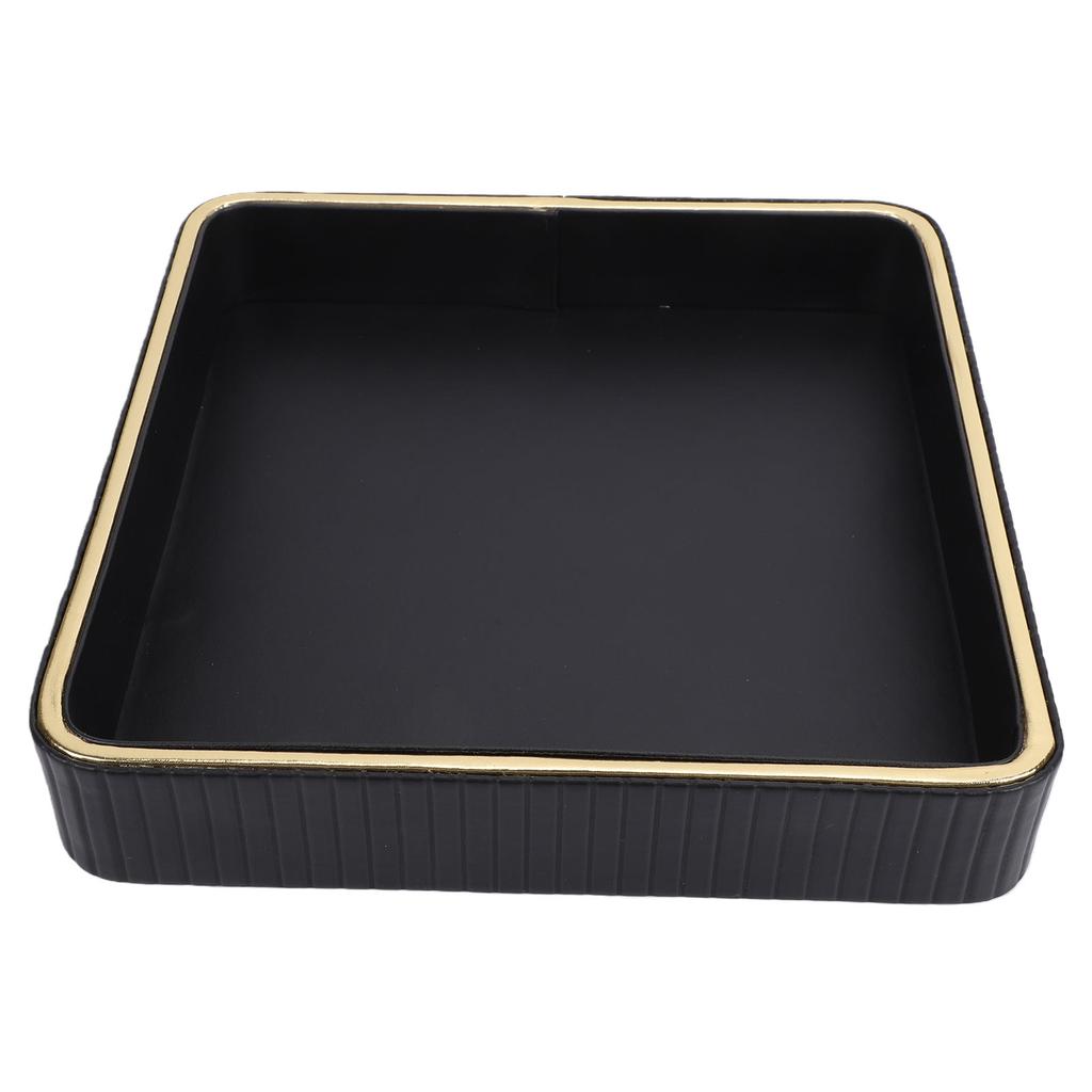 Perfume Tray Jewelry Trinket Organizer Tray Multipurpose Nightstand Organizer for Vanity Countertop Bedroom Black and