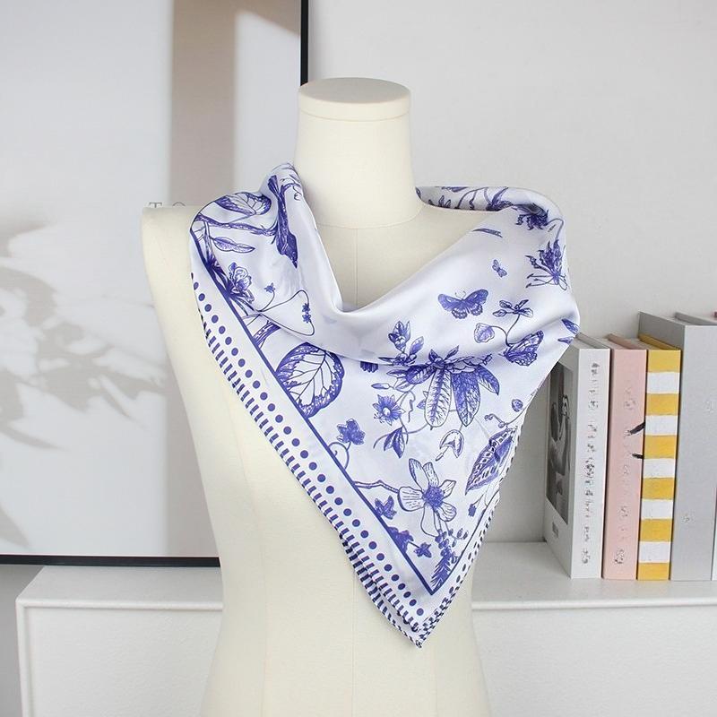 68Cm Cat Print Scarf Polyester Fiber For All Seasons Scarf For Women Fashionable And Versatile Neck Gaiter Shawl Hijab