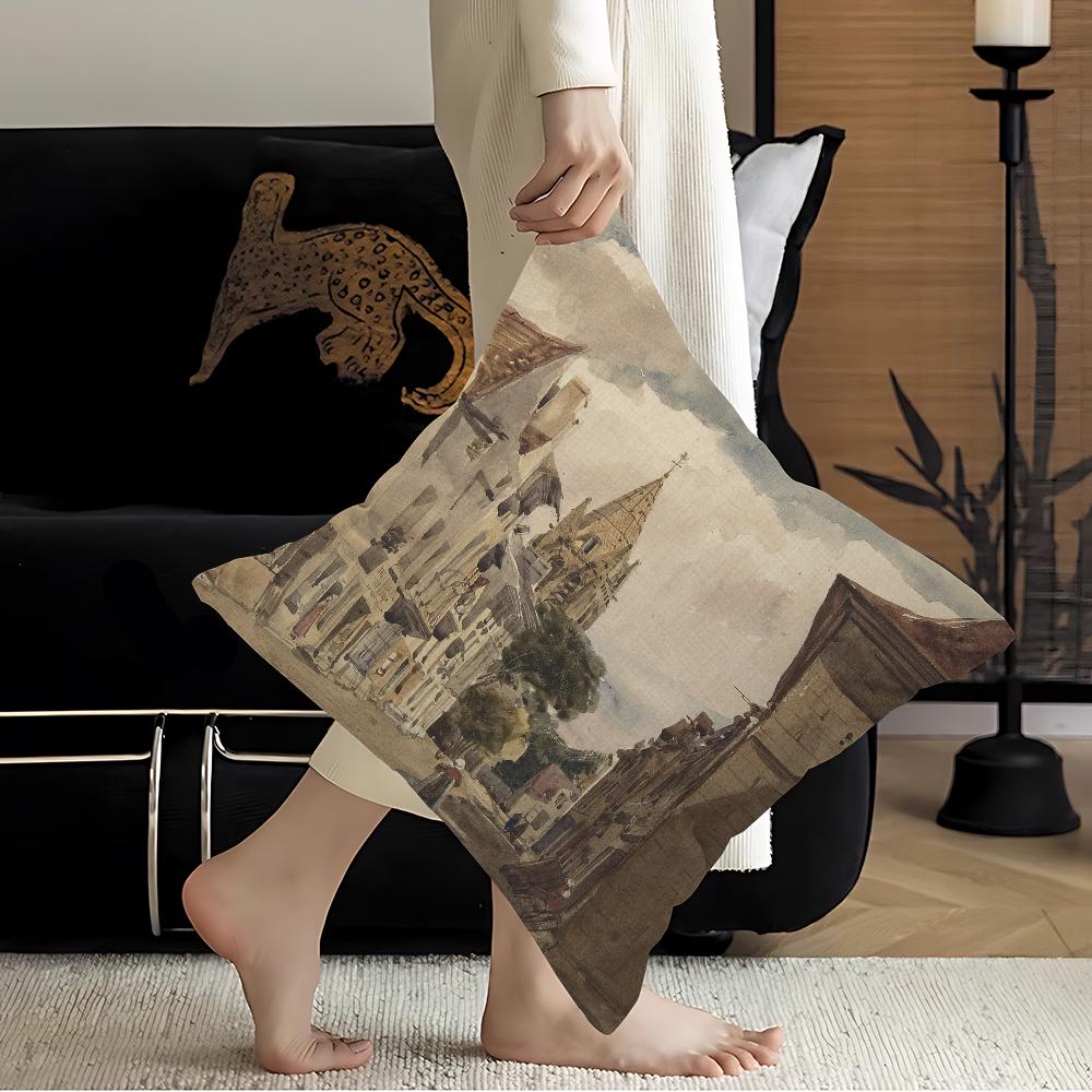 Paris Seine Street Landscape City Decorative Room Aesthetics Pillow Case Home Decor Bedroom Sofa Bed Couch Pillow Cover 45x45