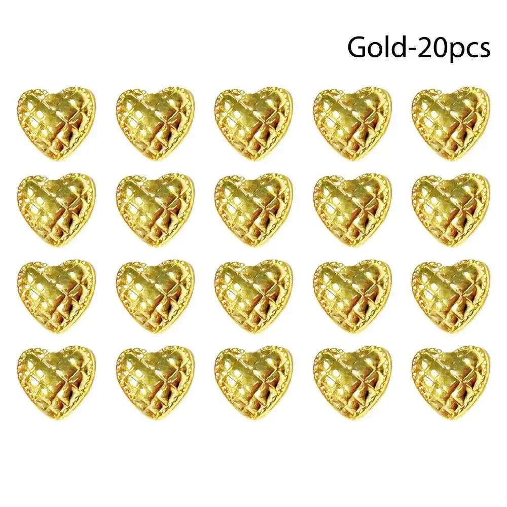 20pcs New 6mm Heart Shape Buttons DIY Handmade Ultra-small Doll Buckles Mini Coat Buckles for 1/6 Doll Clothes Accessories золотой