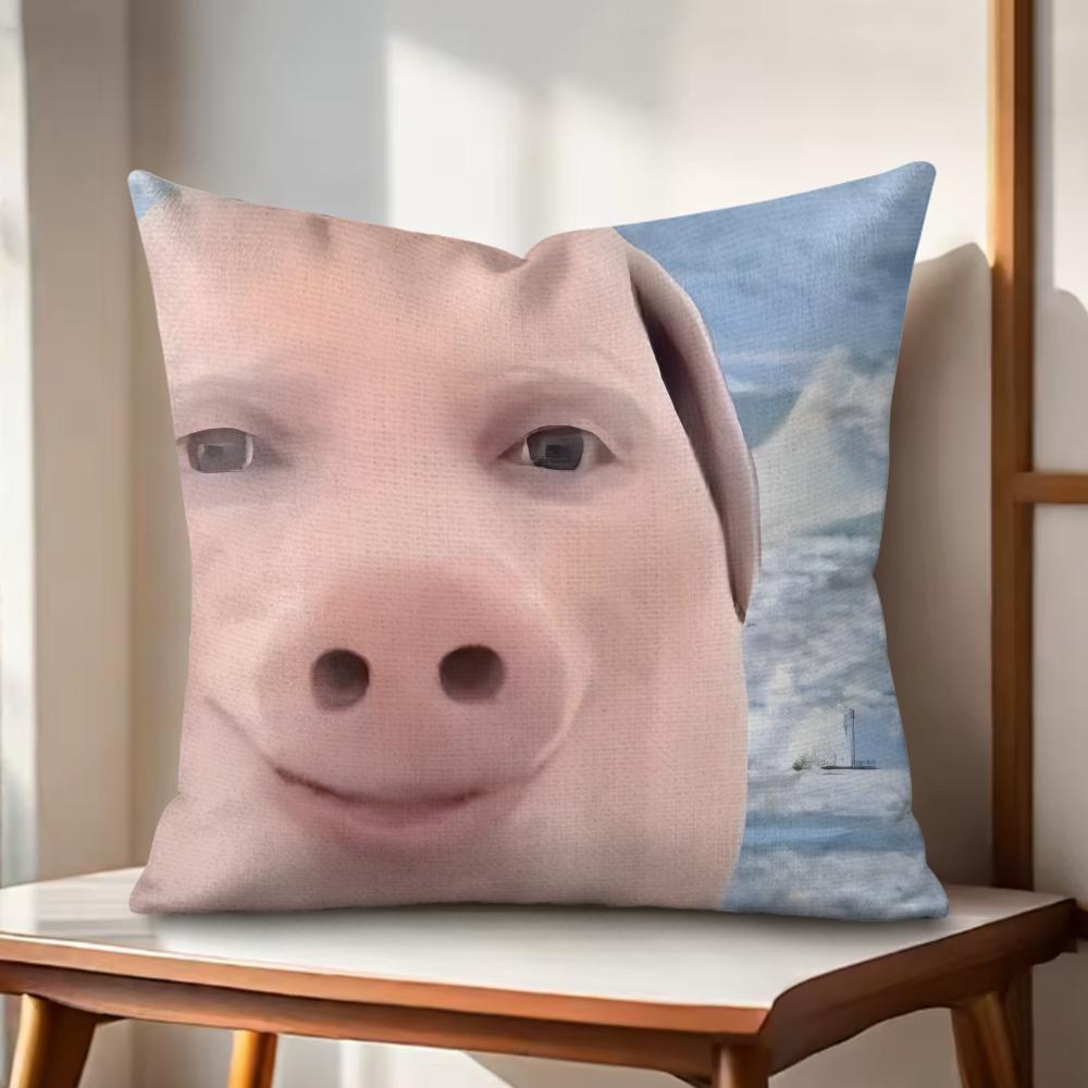John Pork is Calling Answer Call Cushion Cover Natural Linen Organic Fabric DoubleSided Printing Couch Pillow Covers Home Decor