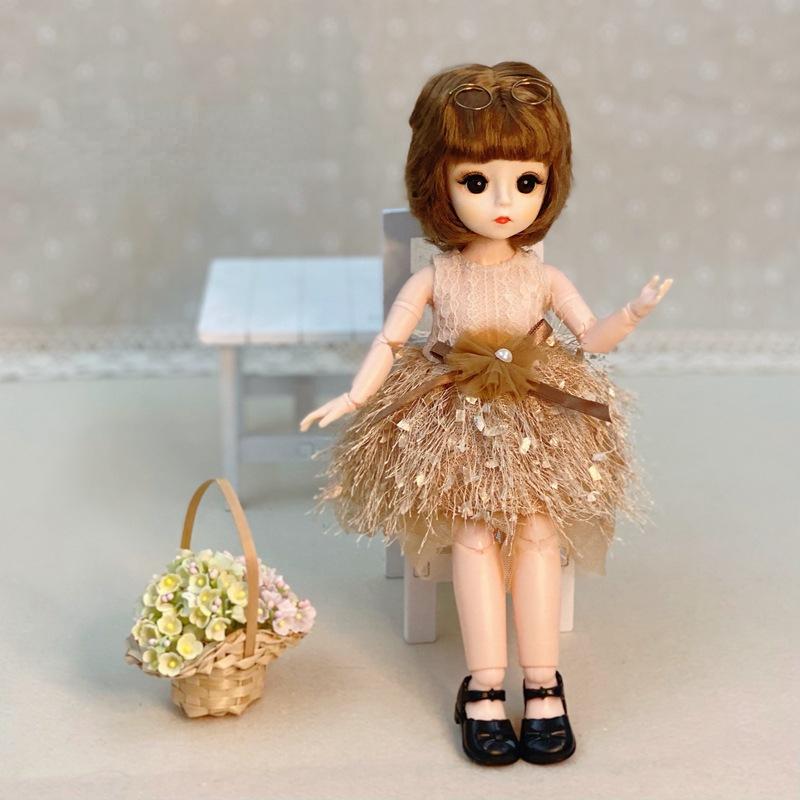 30CM Mini Bevegelig Leddet Dukke Jenter Leketøy 3D Big Eyes BJD Princess Full Drakter Kjoler Samling Barnedukkegave