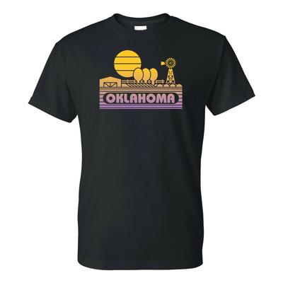 Oklahoma Groovy Zachód Słońca - Krajobraz Dom Wakacyjny Stan Koszulka - Czarny