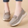 Women Wedge Chunky Shoes Platform Loafers Casual Thick Sole Elevator Slip on Black Shake Shoes Large Size