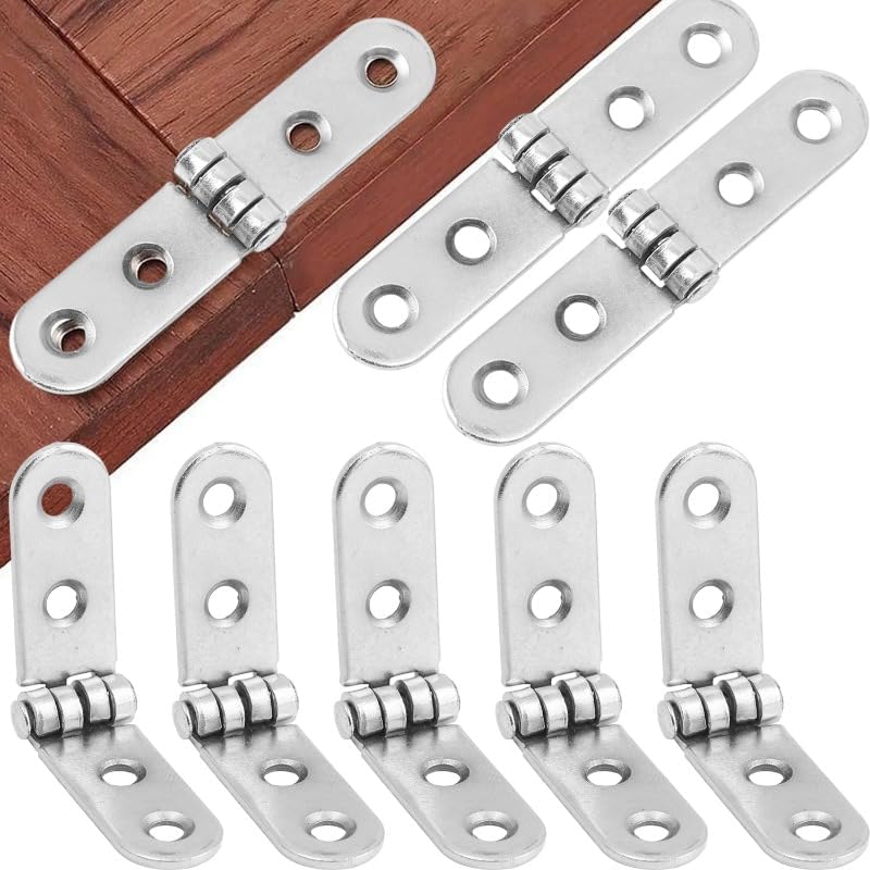 180 Degree Foldable Flap Metal Round Rotating Buffer Hinge(2pcs) | for Wooden Box Door Cabinet Home Hardware Silver