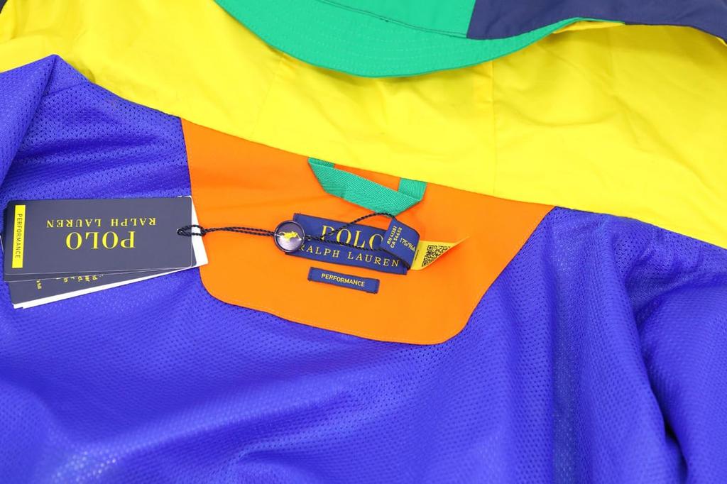 POLO RALPH LAUREN Performance Paneled Windbreaker Size Multicolor Men's Double-Zip Jacket/Hoodie, Small, (Product Code 01010032)