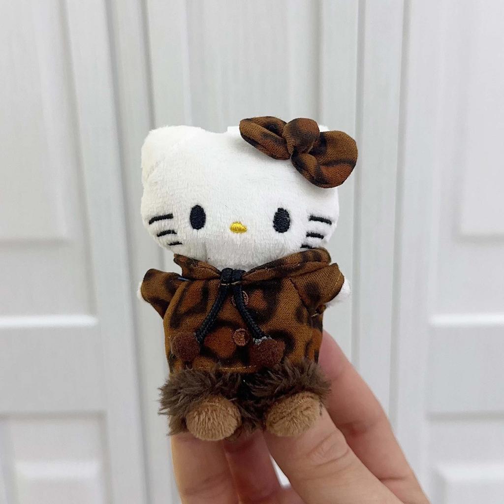 8CM kawaii winter me series mini Hell Kitty Doll keychain houndstooth leopard print Kitty cat bag Pendant Cat Accessories Gifts