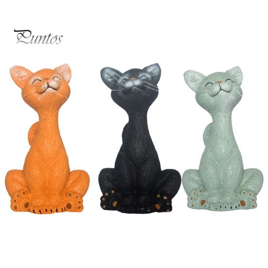 Statue de chat accroupi en résine, ornement de chat de dessin animé, ornement de table, figurine de chat pour décoration de maison ou de bureau, cadeau pour amoureux des chats