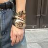 Vintage Irregular Wide Cuff Bangles Hip Hop Metal Spring Bangles Punk Gold copper Color Geometric Bangles For Women Men