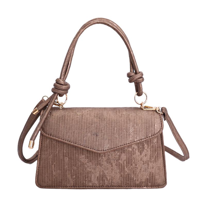 

Small square bag new retro foreign shoulder bag autumn and winter Korean version solid color fashion simple messenger bag women s bag коричневый