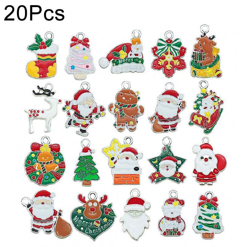 20PCS Accessories Bracelet Ornament Keychain Pendant Gift DIY Multi-element Christmas Creativity Alloy