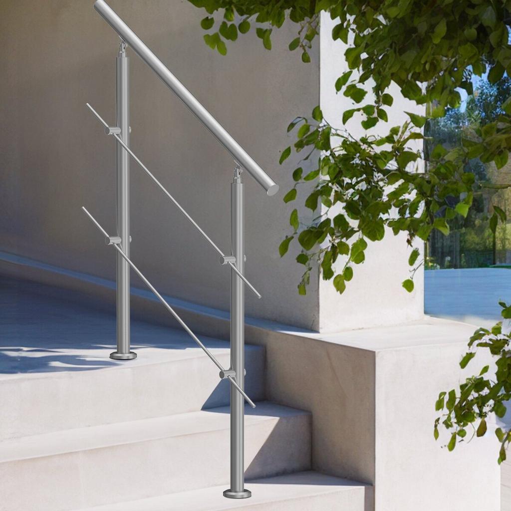 39,4 Zoll Handläufe für Außentreppen 2 Querstangen Treppengeländer für Veranda Deck