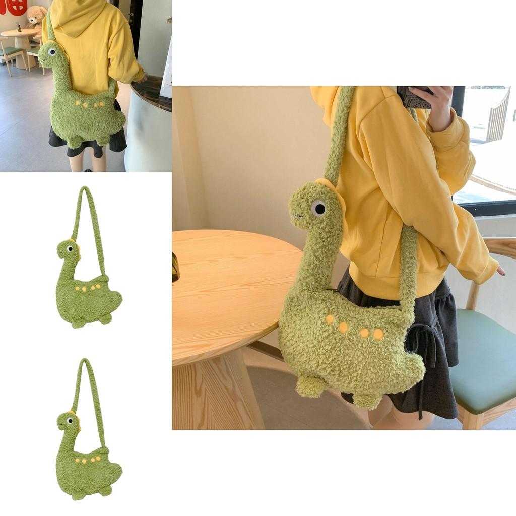 Bolsa de Ombro de Pelúcia de Dinossauro para Crianças Uso Casual com Material de Poliéster e Design Macio