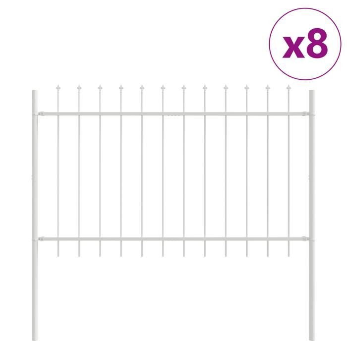 Clôture de jardin vidaXL avec sommet en pointe blanc 13,6x1 m en acier 3334160