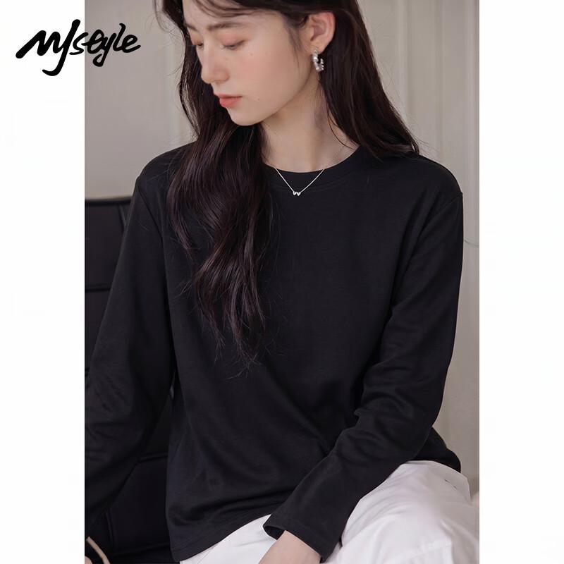 MJ STYLE Women's Loose-Fit Pure Cotton Long-Sleeve T-Shirt