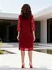 Elegant European & American Lace Hollow Seven-Sleeve Knit Dress