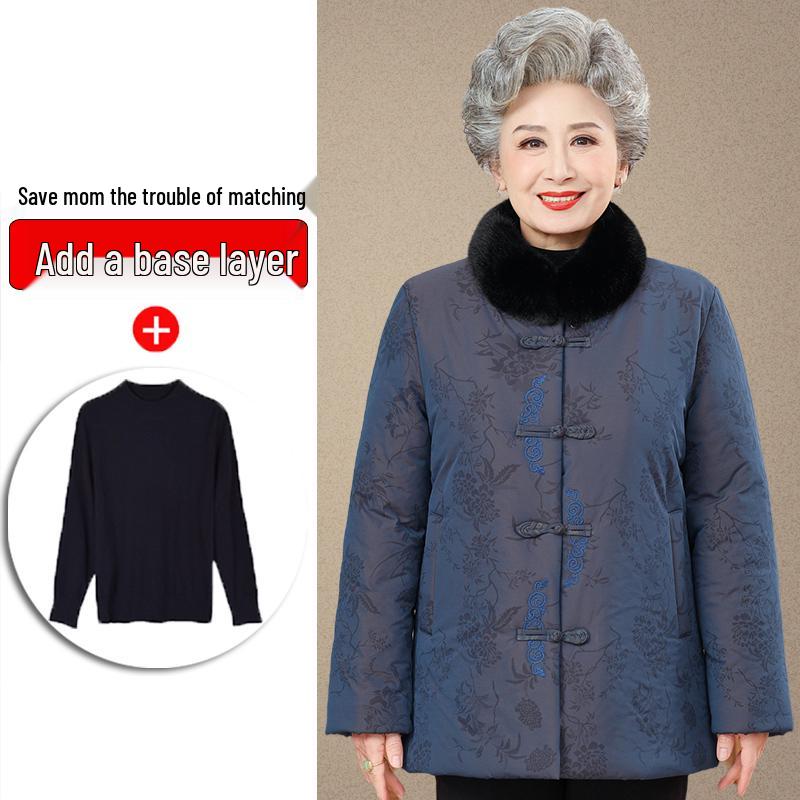 Hengyuanxiang Winter Cotton Jacket: Chinese Style for Elderly Women, Perfect for Grandma's Birthday or Mom's New Year Celebration