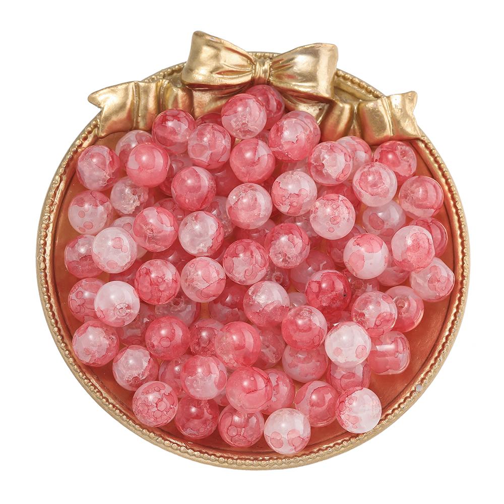 20/50pcs Crackle Flowers Glass Beads 10mm Round Spacer Loose Bead for DIY Bracelet Necklace Jewelry Making Accessories Supplies