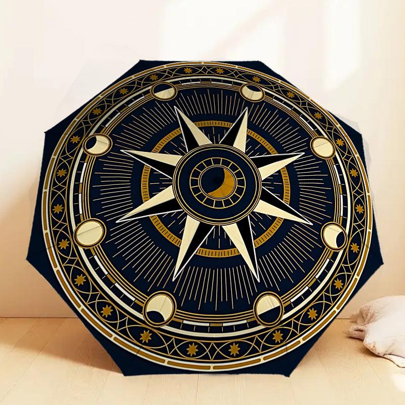Compass Rose Design Umbrella: A Stylish and Functional Companion for Outdoor Adventures, Featuring Automatic Opening/Closing Mechanism, Lightweight
