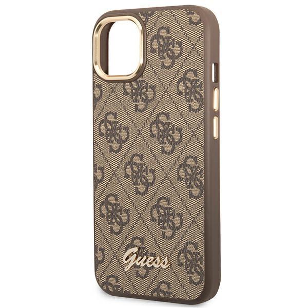 Étui pour iPhone 14 Plus Guess Rigide 4G Vintage Logo Doré Marron