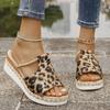 Fashion Women's Leopard Print Wedge Sandals Summer 2025 Lightweight Non Slip Platform Slippers Woman Thick Sole Peep Toe Beach Sandalias