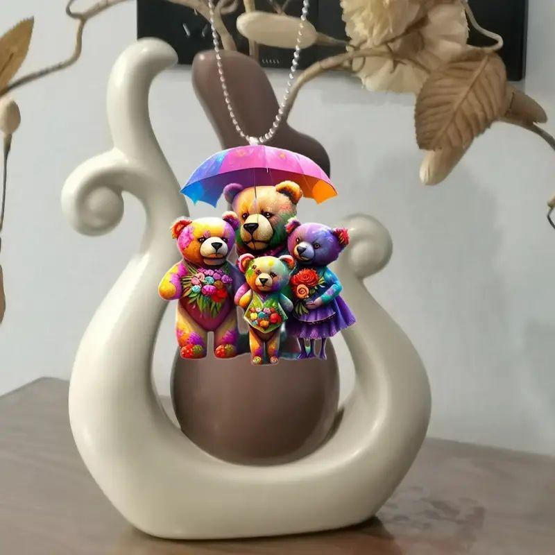 Cute Acrylic Cartoon Car Hanging Decoration Keychain Accessory For Stylish Interiors