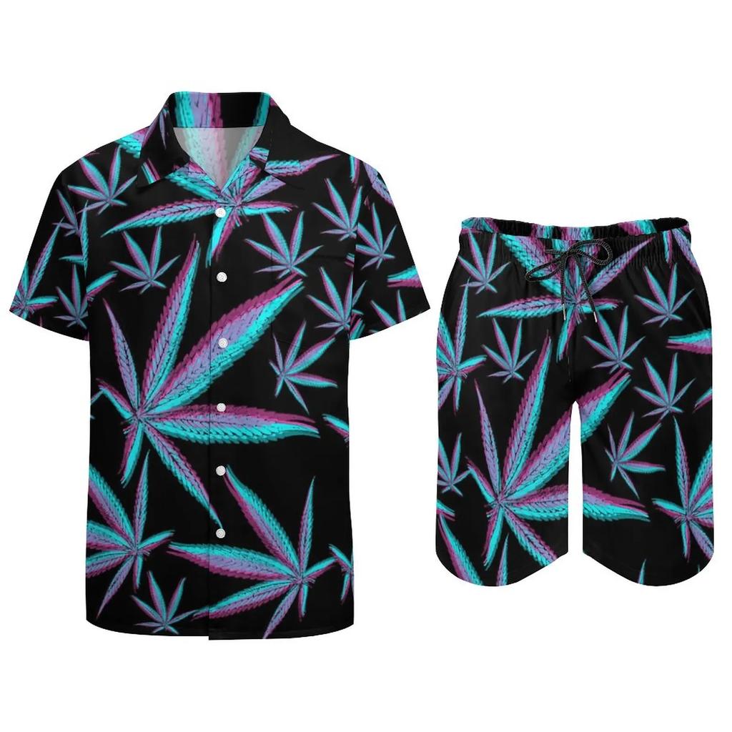 Psychedelic Magic Mushroom Men Sets Printed 3D Print Casual Shirt Beach Shorts Oversized 2Pcs Set Vacation Hawaiian Man Suits