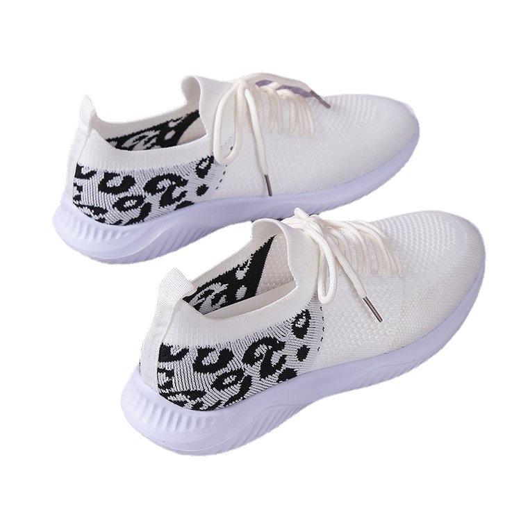 Women's Flat-bottomed Casual Sports Single Shoes, New Round Head Lace-up Fashion Mesh Shoes
