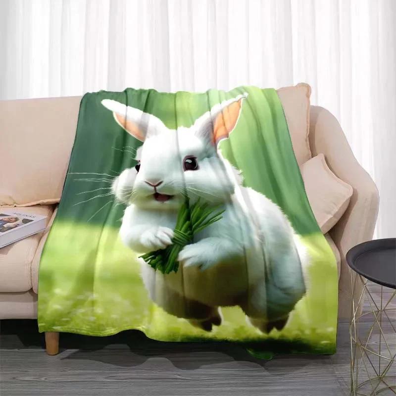 3D Cartoon rabbit pattern printed blanket for living room bedroom home decor children's room bed blanket picnic blankets Luxury