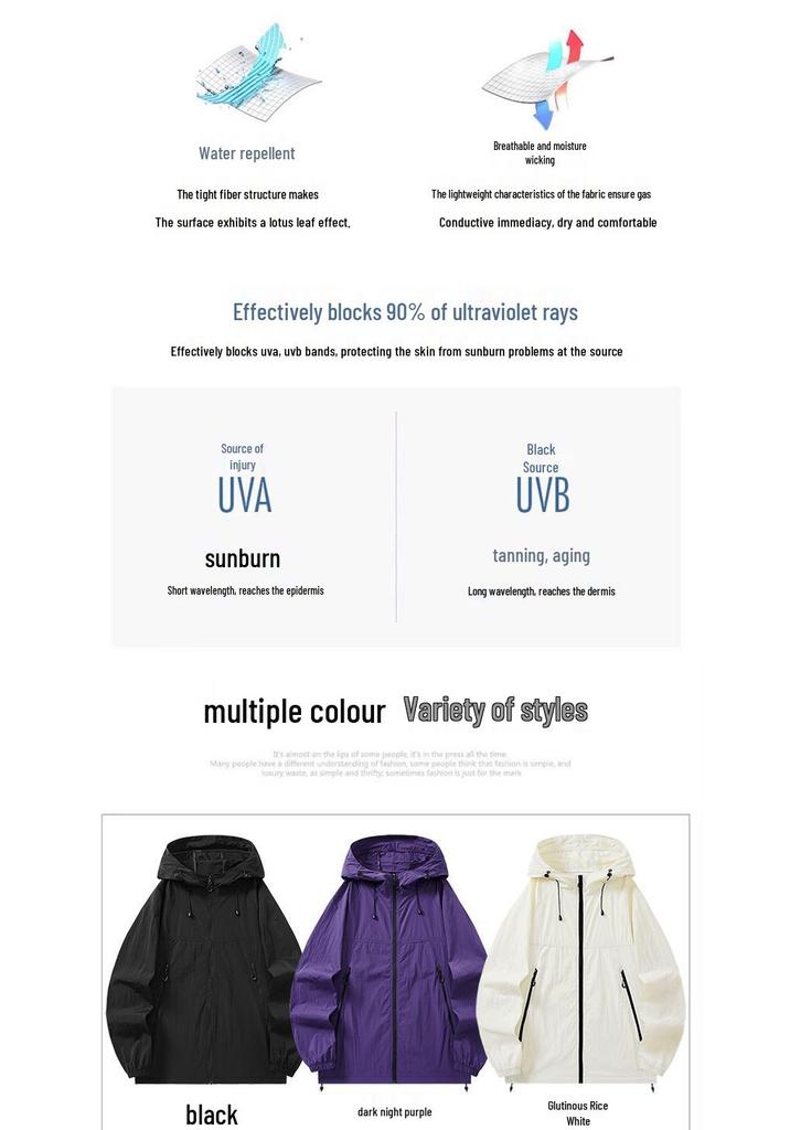 Men's 2025 Summer Lightweight Nylon Hooded Sun Protection Jacket - Stretchy, Skin-Friendly, Breathable, UV Protection, Couple's Design.