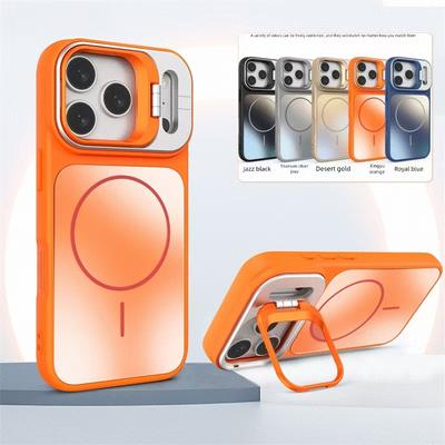 Luxury AG Frosted Magnetic Shockproof Phone Case For iPhone 17 16 15 14 Plus 13 12 11 ProMax Stand Lens Protection Back Cover