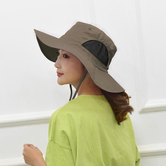 Pălărie de soare pentru pescuit, cu boruri late, respirabilă, ultraușoară, pliabilă, închidere cu șnur, lavabilă, plasă de țânțari, pălărie, pălărie de protecție solară, materiale pentru camping