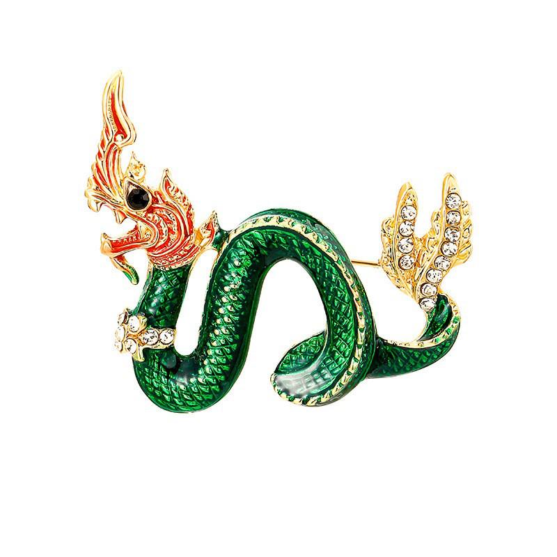 Retro Drip Oil Cartoon Dragon Brooch - Men's Suit Pin Accessory
