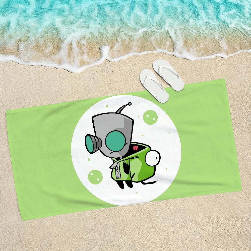 Anime I-Invader Z-Zim Towel Soft Lightweight Anti-Sand Large Beach Towel Quick-Drying Bath Sports Family