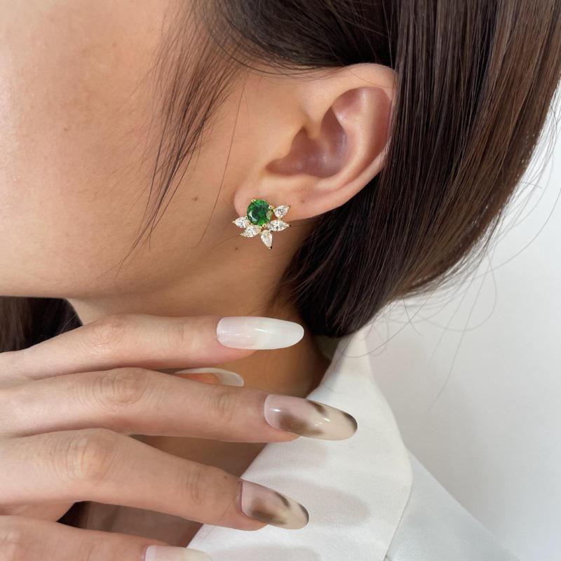 Gica Gema Emerald Earrings With High Carbon Diamond 925 Sterling Silver Unique Design Romantic Fine Earrings Jewelry Wedding Party Gifts New Trend