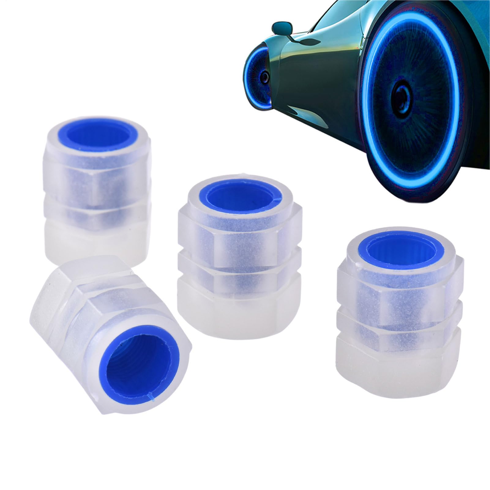 

Fluorescent Tire Valve Caps, Set of 4 Bicycle Valve Caps, Glow in the Dark See description синій