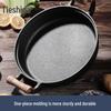 Telssida Cast Iron Frying Pan/Griddle with Wooden Handles