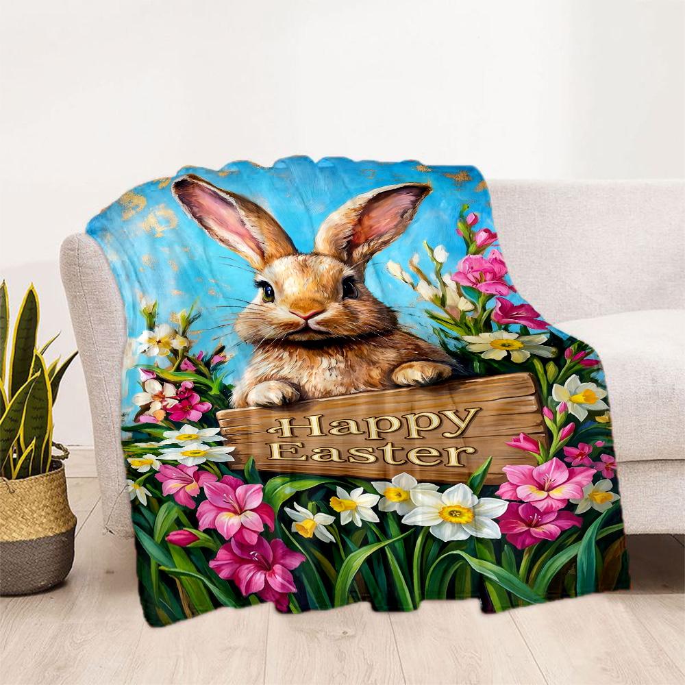 Springtime Bunny Garden Blanket,Suitable for sofas, offices, travel, living rooms, Gifts to relatives and friends, Blanket,Suitable for all seasons.