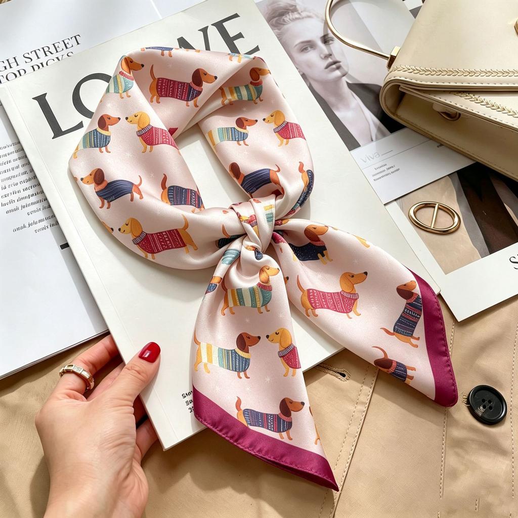 Spring and Autumn thin flight attendant occupation small scarf headscarf small square scarf female foreign style literary Korean versatile cartoon sil